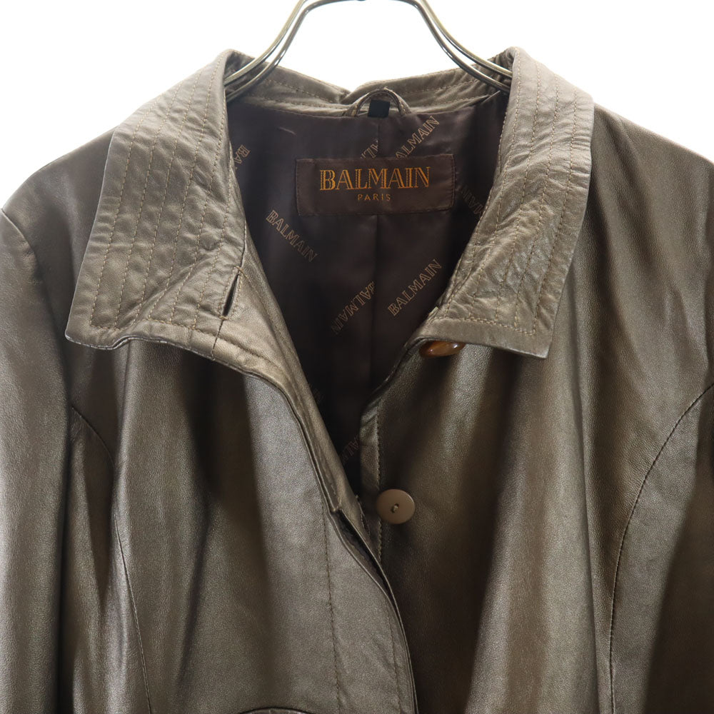 BALMAIN バルマン シープスキン レザーコート 13 ブラウン系 PARIS レディース