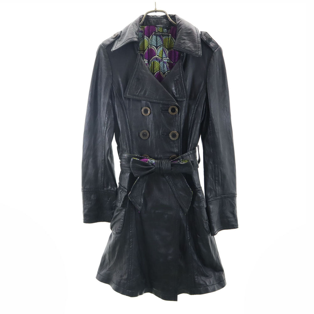 ANOTHER IMPORTANT CULTURE アナザーインポータントカルチャー シープスキン トレンチ レザーコート M ブラック レディース