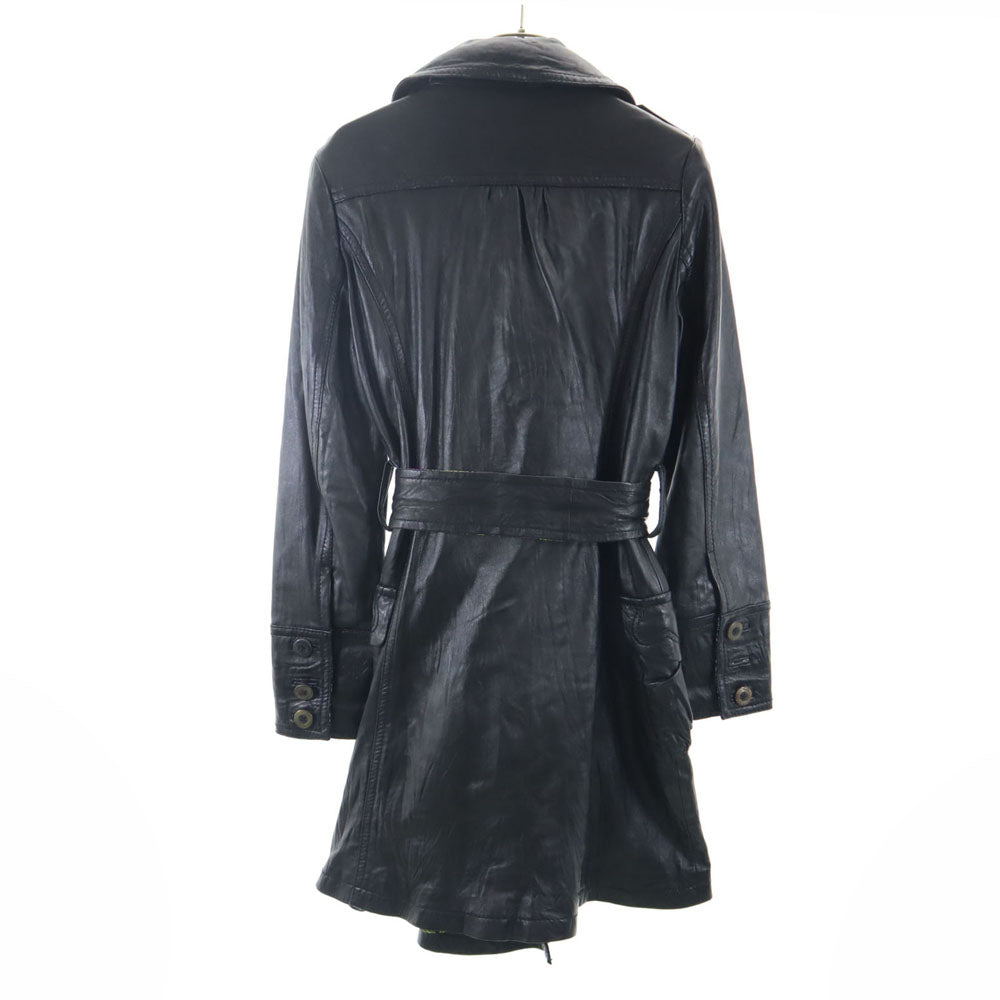 ANOTHER IMPORTANT CULTURE アナザーインポータントカルチャー シープスキン トレンチ レザーコート M ブラック レディース