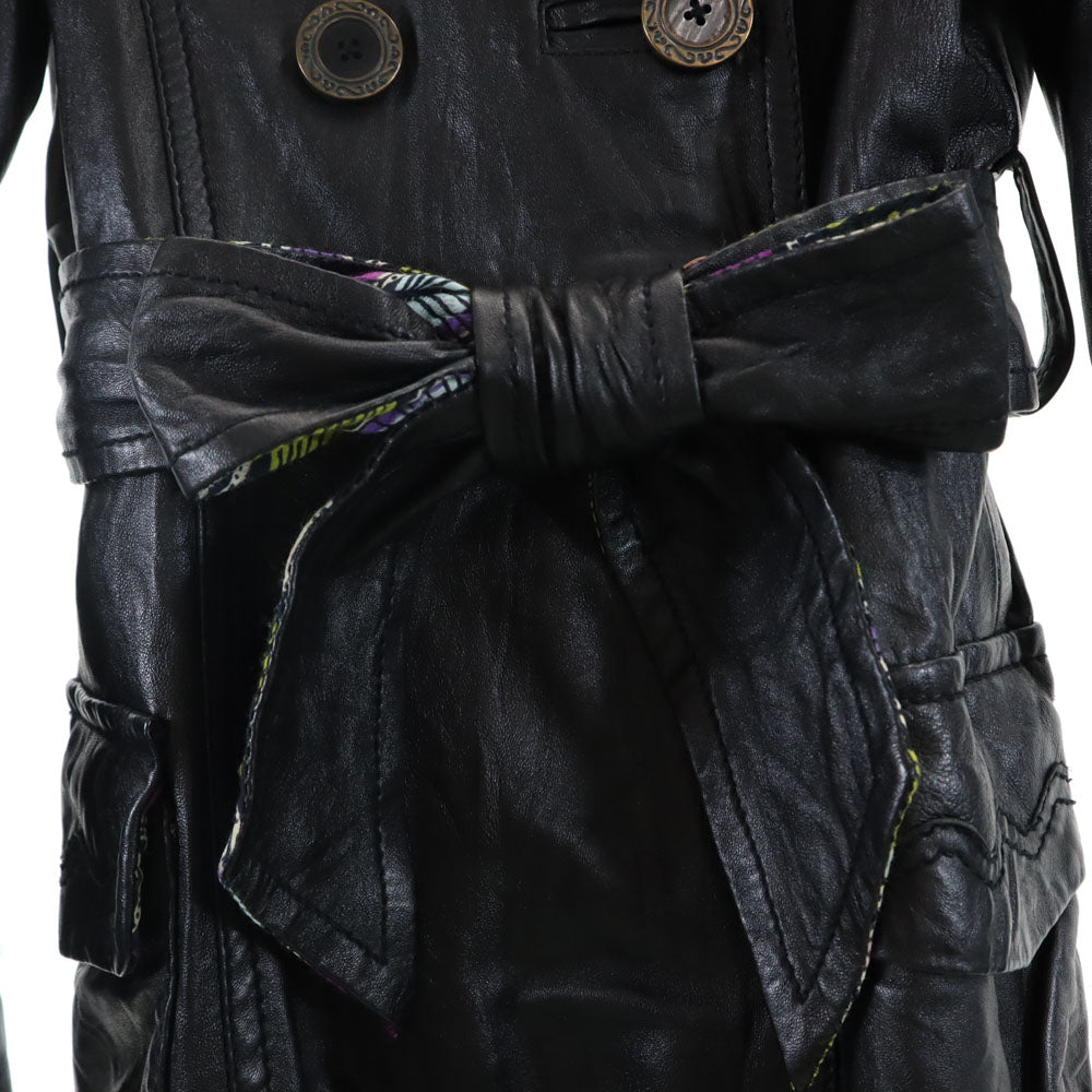 ANOTHER IMPORTANT CULTURE アナザーインポータントカルチャー シープスキン トレンチ レザーコート M ブラック レディース