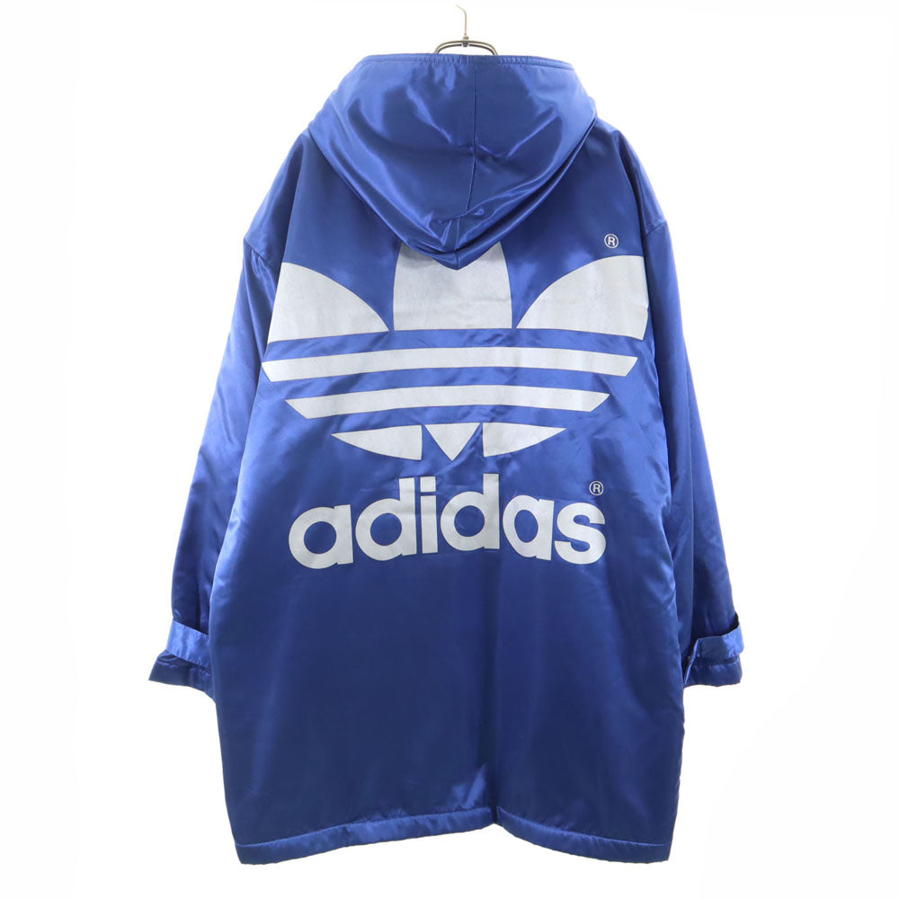 adidas アディダス 80s デサント製 ヴィンテージ トレフォイルロゴ ベンチコート M ブルー 裏ボア メンズ