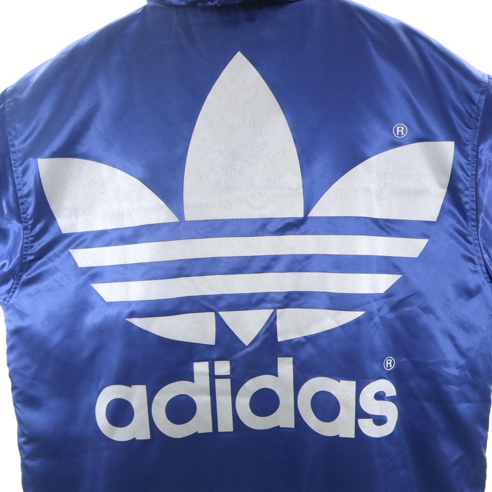 adidas アディダス 80s デサント製 ヴィンテージ トレフォイルロゴ ベンチコート M ブルー 裏ボア メンズ