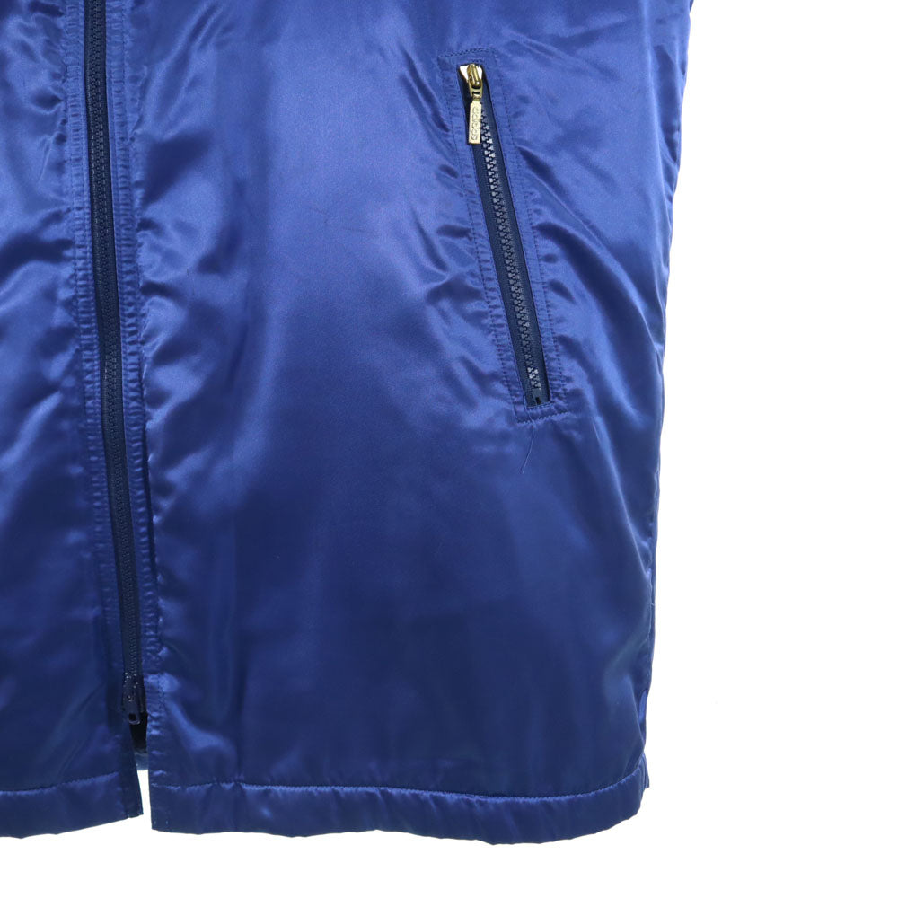 adidas アディダス 80s デサント製 ヴィンテージ トレフォイルロゴ ベンチコート M ブルー 裏ボア メンズ