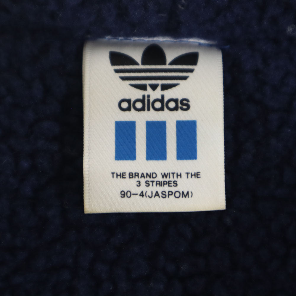 adidas アディダス 80s デサント製 ヴィンテージ トレフォイルロゴ ベンチコート M ブルー 裏ボア メンズ