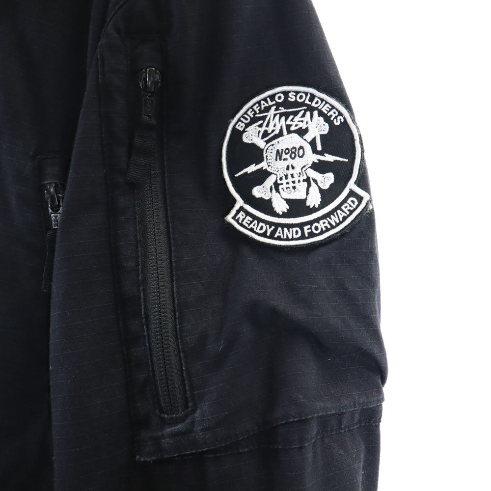 STUSSY ステューシー レディーアンドフォワード コラボ Buffalo Soldiers シリーズ パーカー L ブラック x READY AND FORWARD ジャケット メンズ