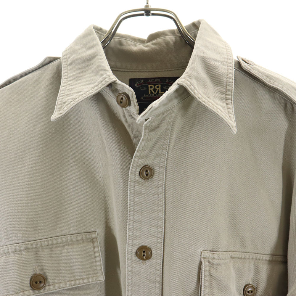 RRL ダブルアールエル 90s 赤3星 初期タグ オールド 長袖 ワークシャツ M グレージュ RALPH LAUREN メンズ