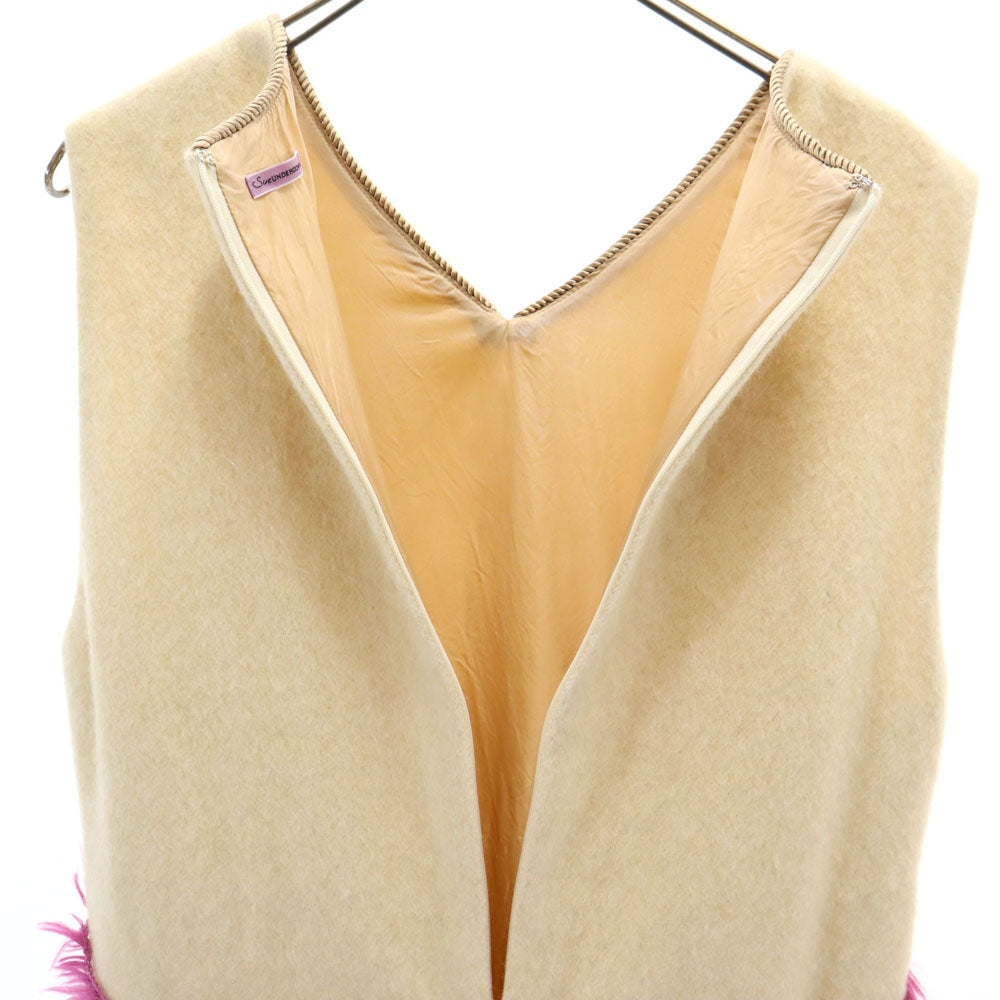 SueUNDERCOVER スーアンダーカバー 日本製 ウールブレンド ノースリーブ Vネック ミニワンピース 2 ベージュ レディース