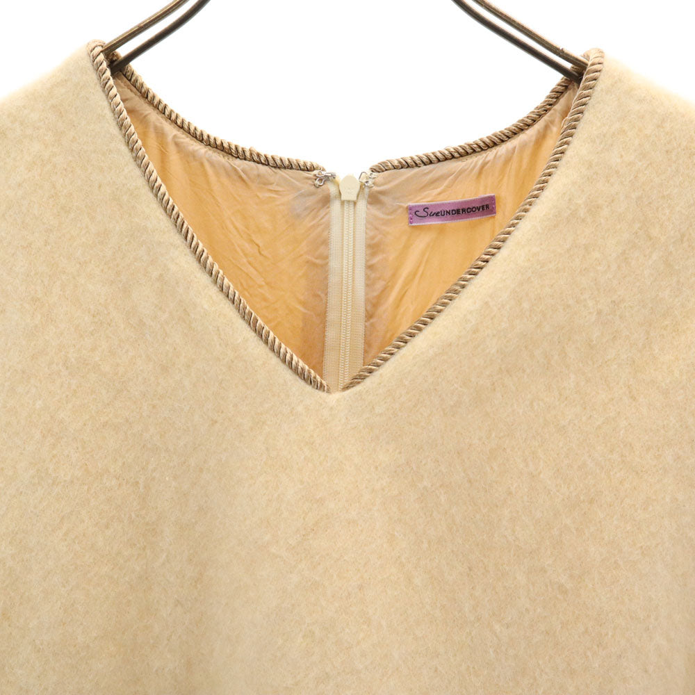 SueUNDERCOVER スーアンダーカバー 日本製 ウールブレンド ノースリーブ Vネック ミニワンピース 2 ベージュ レディース