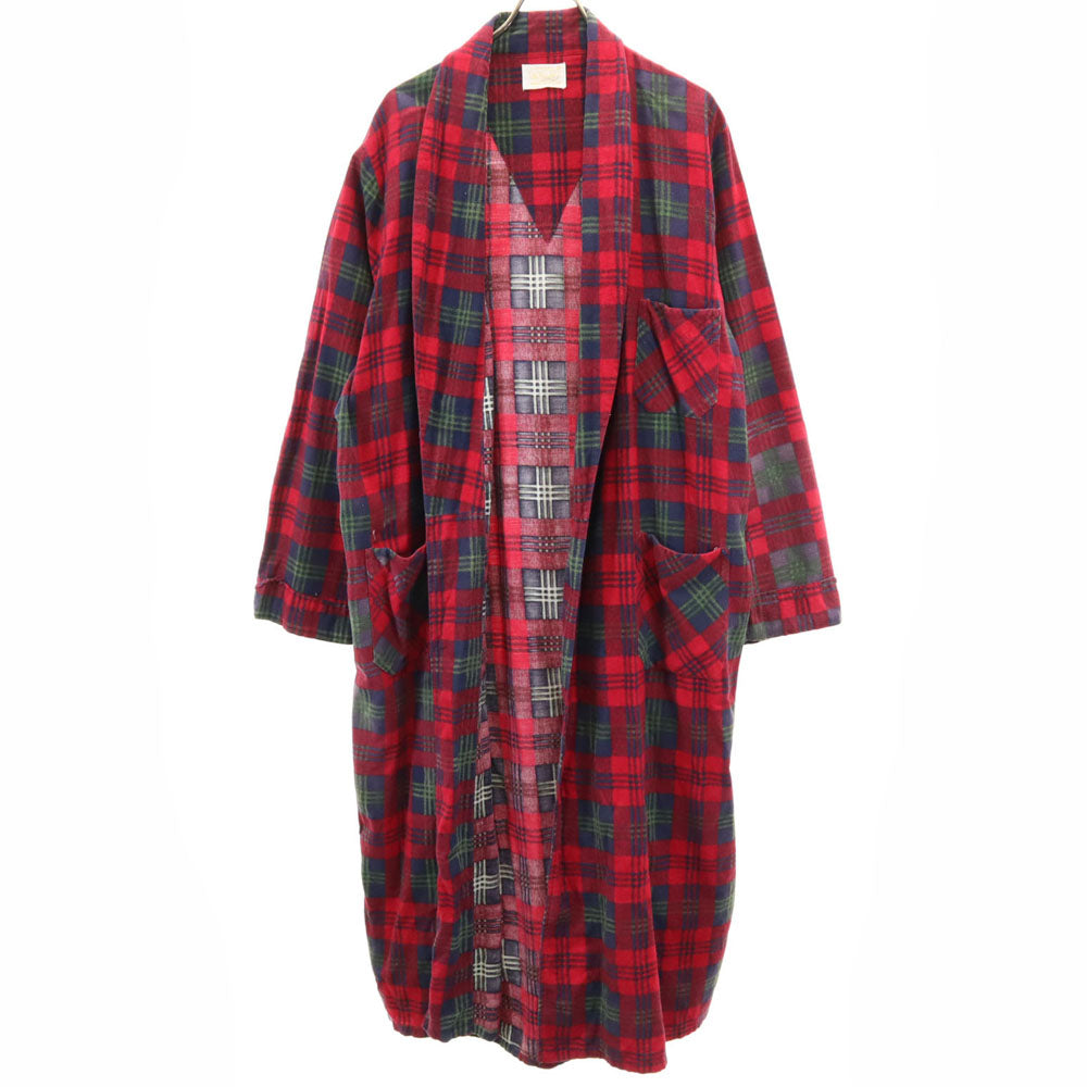 Mc Knight 60s 70s ヴィンテージ チェック柄 フランネル ガウンコート XL レッド メンズ
