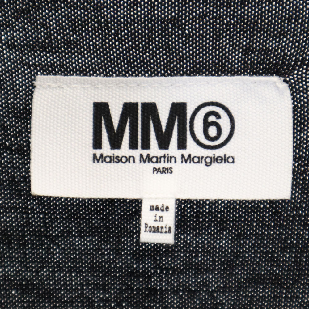 エムエムシックス メゾンマルタンマルジェラ 長袖 Vネック ニット ワンピース S ブラック レディース