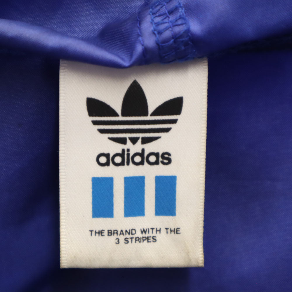 adidas アディダス 80s 日本製 デサント製 ヴィンテージ バックトレフォイルロゴ ナイロンジャケット L-O 青紫 レディース