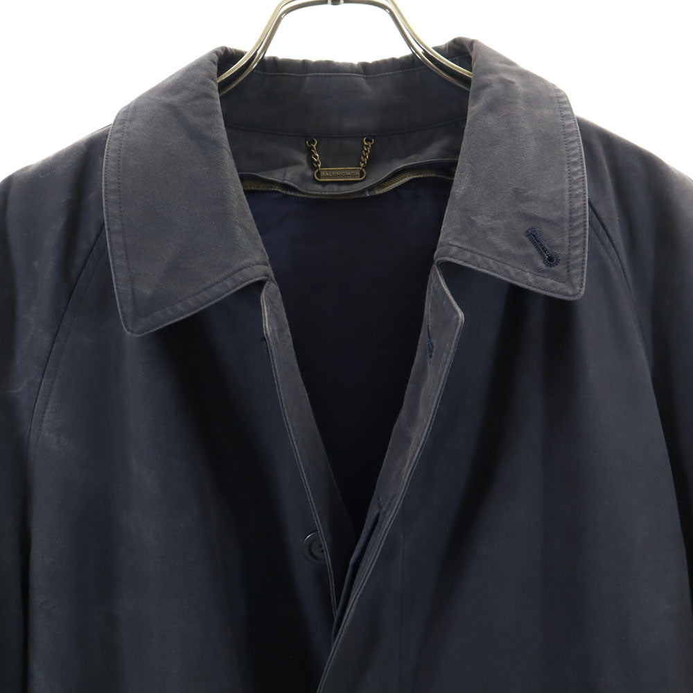 BALENCIAGA バレンシアガ 80s 90s オールド 日本規格 ステンカラーコート A4 ネイビー ライナー付き メンズ