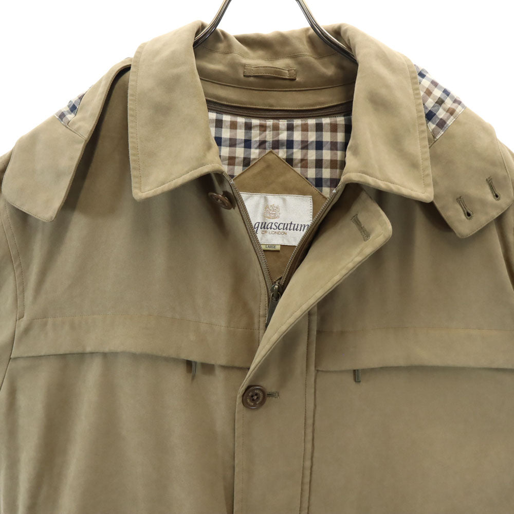 Aquascutum アクアスキュータム 長袖 ステンカラーコート L ベージュ系 ライナー付き メンズ