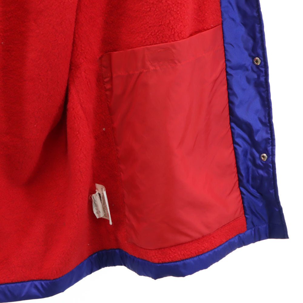 adidas アディダス 80s デサント 日本製 ヴィンテージ トレフォイルロゴプリント ベンチコート L ブルー 裏ボア メンズ