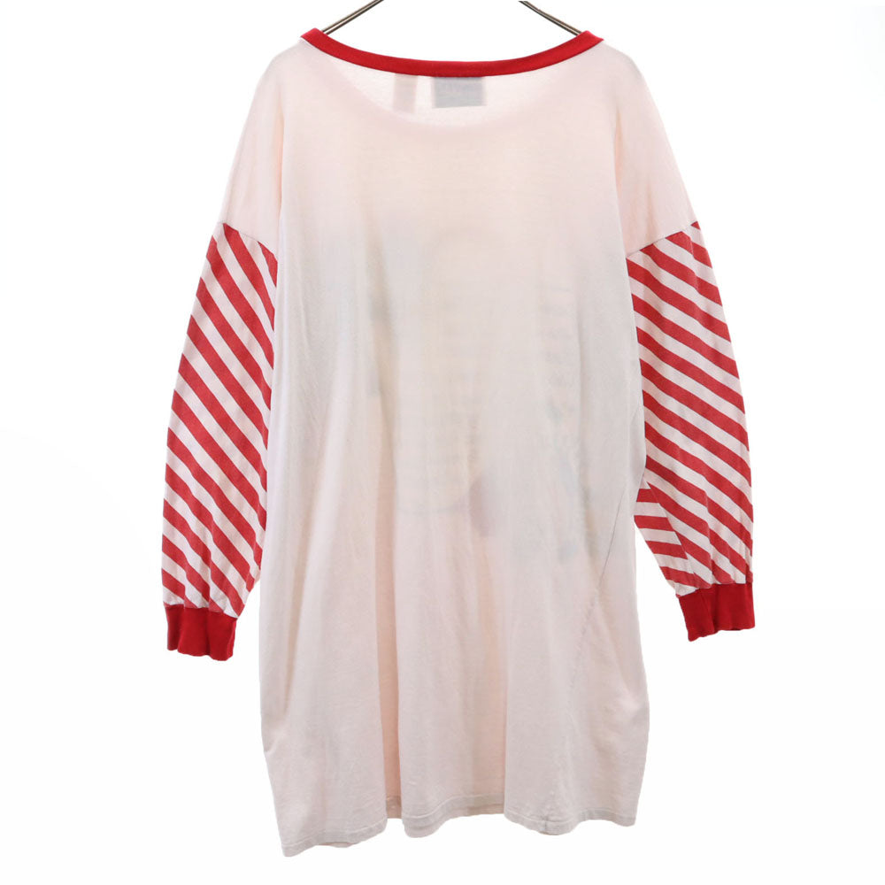 GITANO 90s オールド 長袖 Tシャツ F 白×赤 ロンT メンズ