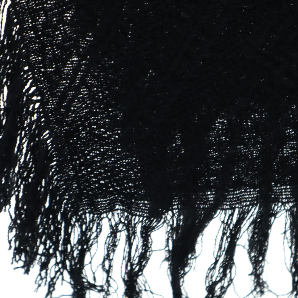 Y's ワイズ ウール 長袖 フリンジ ポンチョ 1 ブラック コート レディース