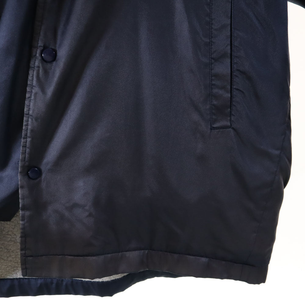 adidas アディダス 80s デサント 日本製 ヴィンテージ トレフォイルロゴプリント ベンチコート L ネイビー 裏ボア メンズ