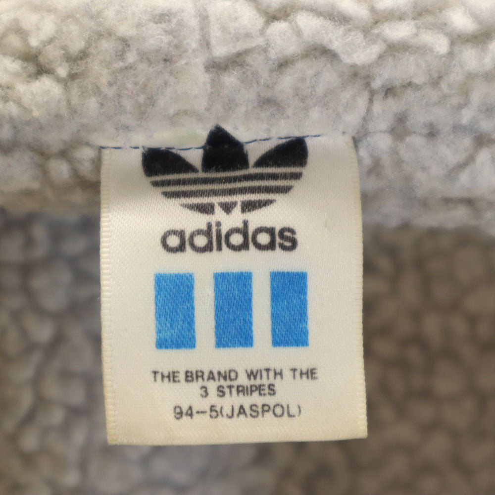 adidas アディダス 80s デサント 日本製 ヴィンテージ トレフォイルロゴプリント ベンチコート L ネイビー 裏ボア メンズ