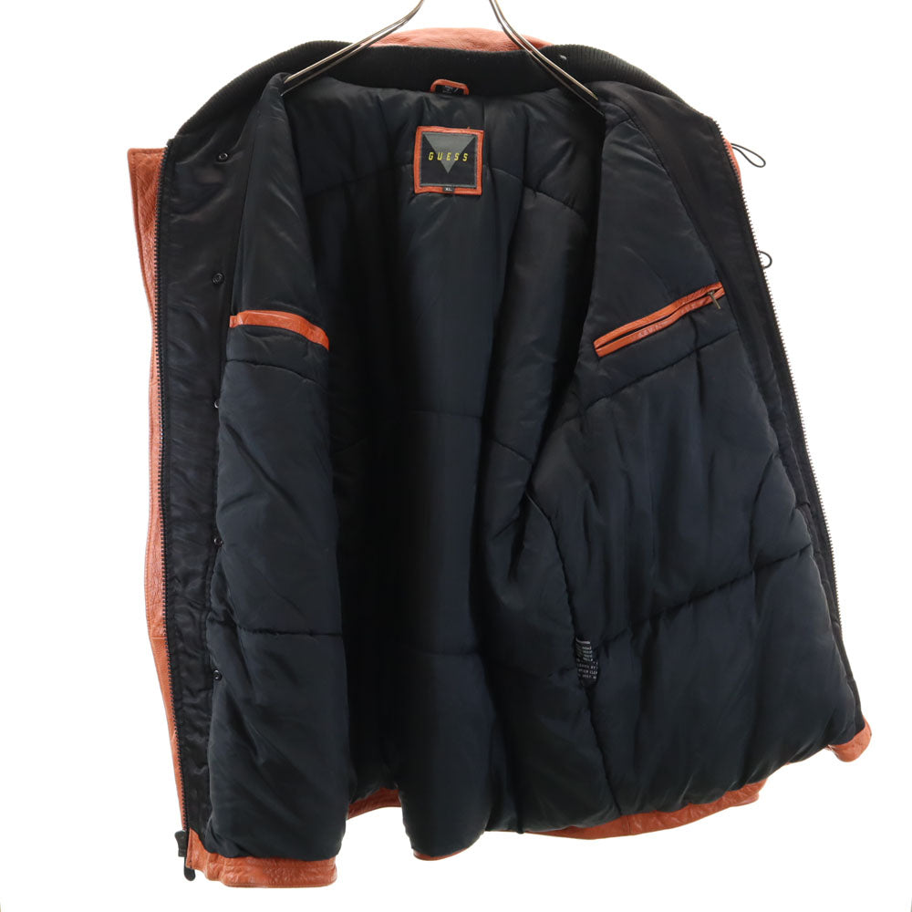 Guess ゲス オールド レザー 中綿コート XL オレンジ メンズ