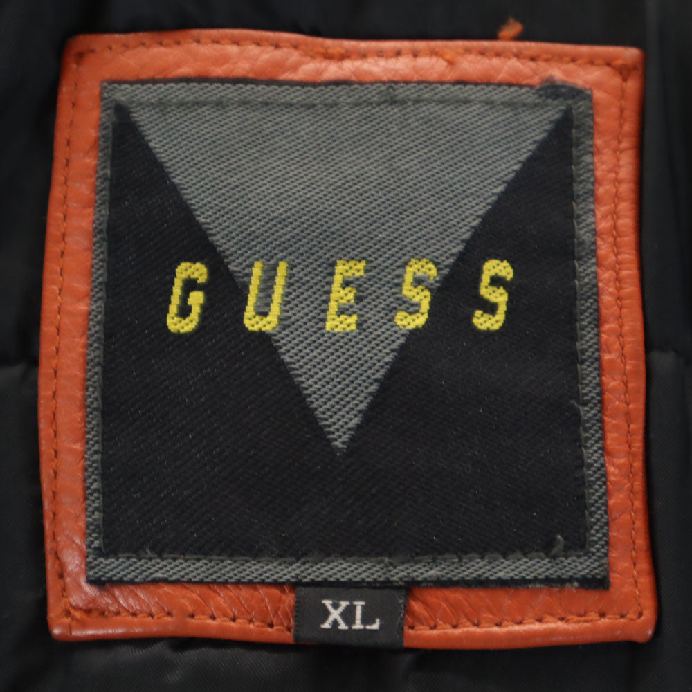 Guess ゲス オールド レザー 中綿コート XL オレンジ メンズ