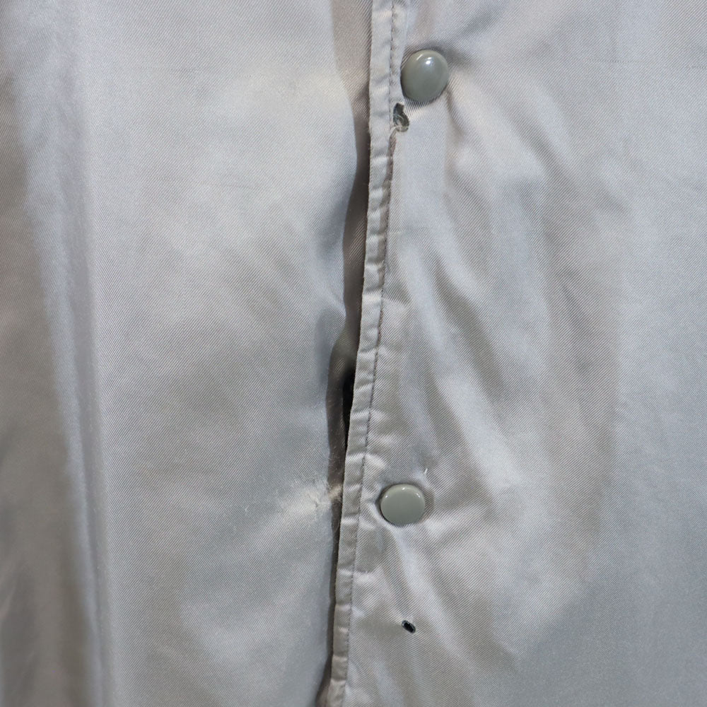 adidas アディダス 80s デサント製 ヴィンテージ トレフォイルロゴ 長袖 中綿 ベンチコート M シルバー メンズ