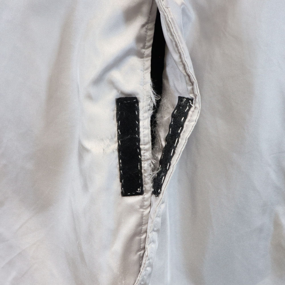 adidas アディダス 80s デサント製 ヴィンテージ トレフォイルロゴ 長袖 中綿 ベンチコート M シルバー メンズ