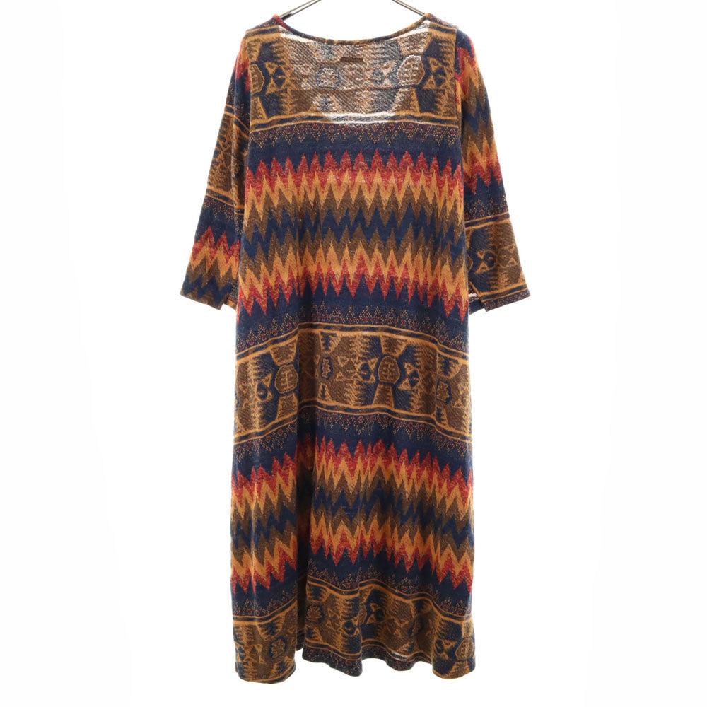 KAPITAL キャピタル 日本製 総柄 5分袖 ニット ロングワンピース XS レディース