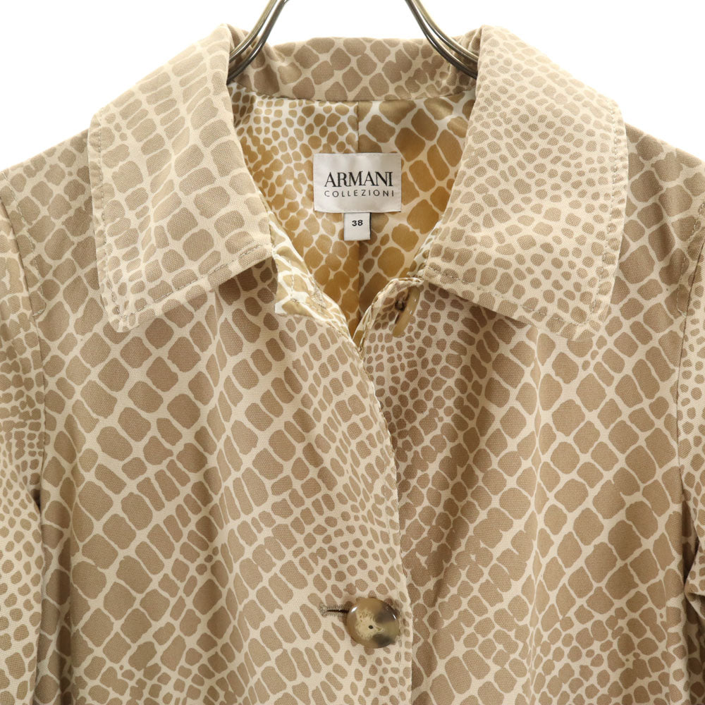 アルマーニ ジラフ柄 ステンカラーコート 38 ベージュ系 ARMANI COLLEZIONI ジャケット レディース