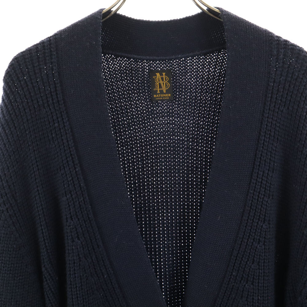 BATONER バトナー 日本製 ウール 長袖 ロング ニットカーディガン 1 ネイビー レディース