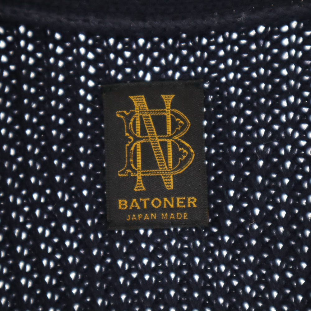 BATONER バトナー 日本製 ウール 長袖 ロング ニットカーディガン 1 ネイビー レディース