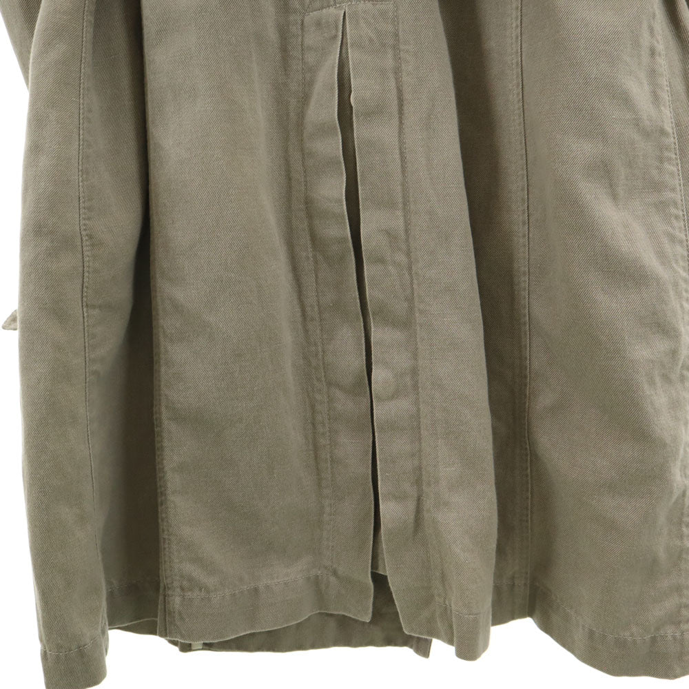WOOLRICH ウールリッチ リネンブレンド トレンチコート XL カーキ デニム地 レディース