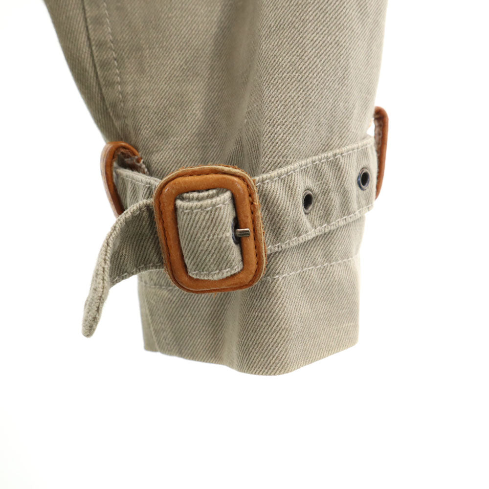 WOOLRICH ウールリッチ リネンブレンド トレンチコート XL カーキ デニム地 レディース