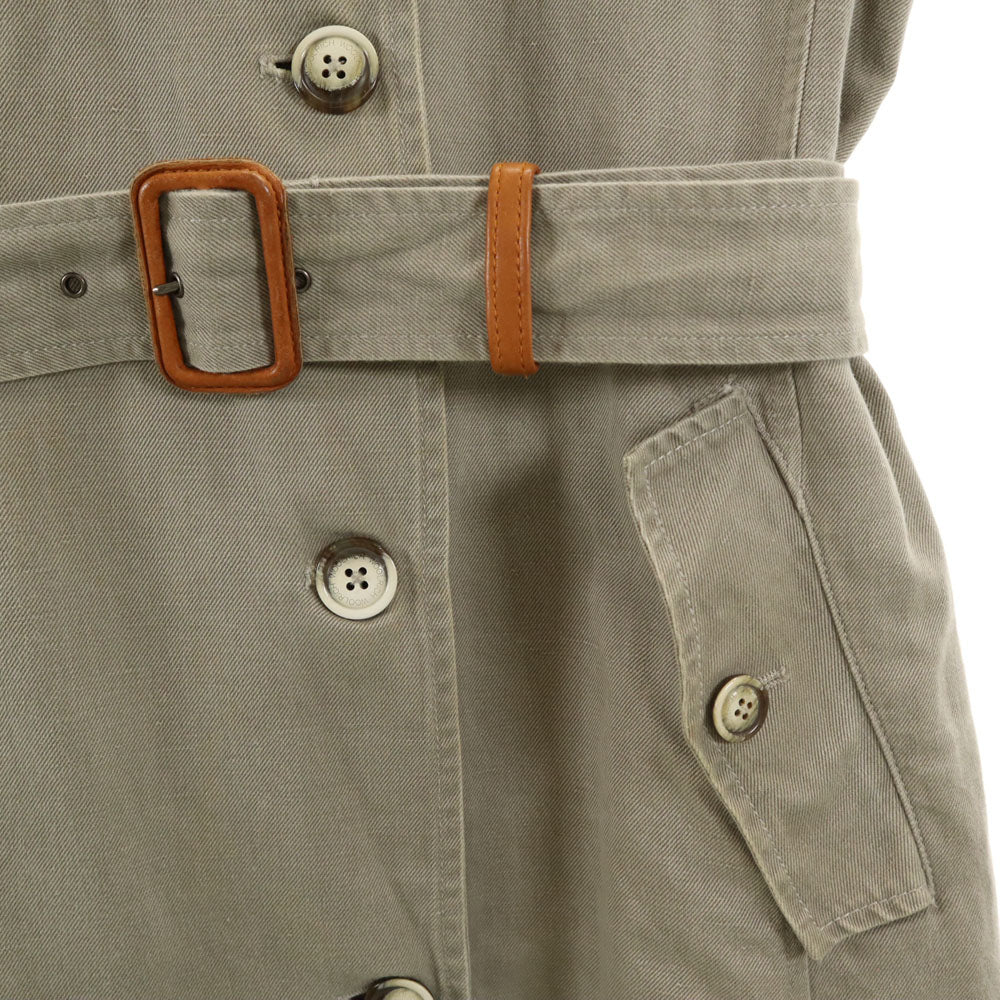 WOOLRICH ウールリッチ リネンブレンド トレンチコート XL カーキ デニム地 レディース