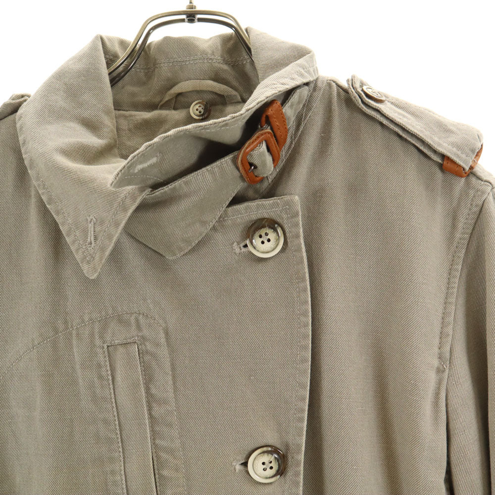 WOOLRICH ウールリッチ リネンブレンド トレンチコート XL カーキ デニム地 レディース