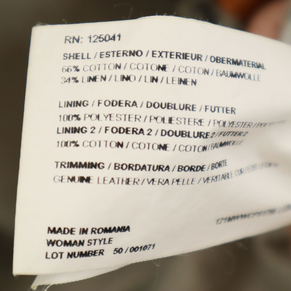 WOOLRICH ウールリッチ リネンブレンド トレンチコート XL カーキ デニム地 レディース