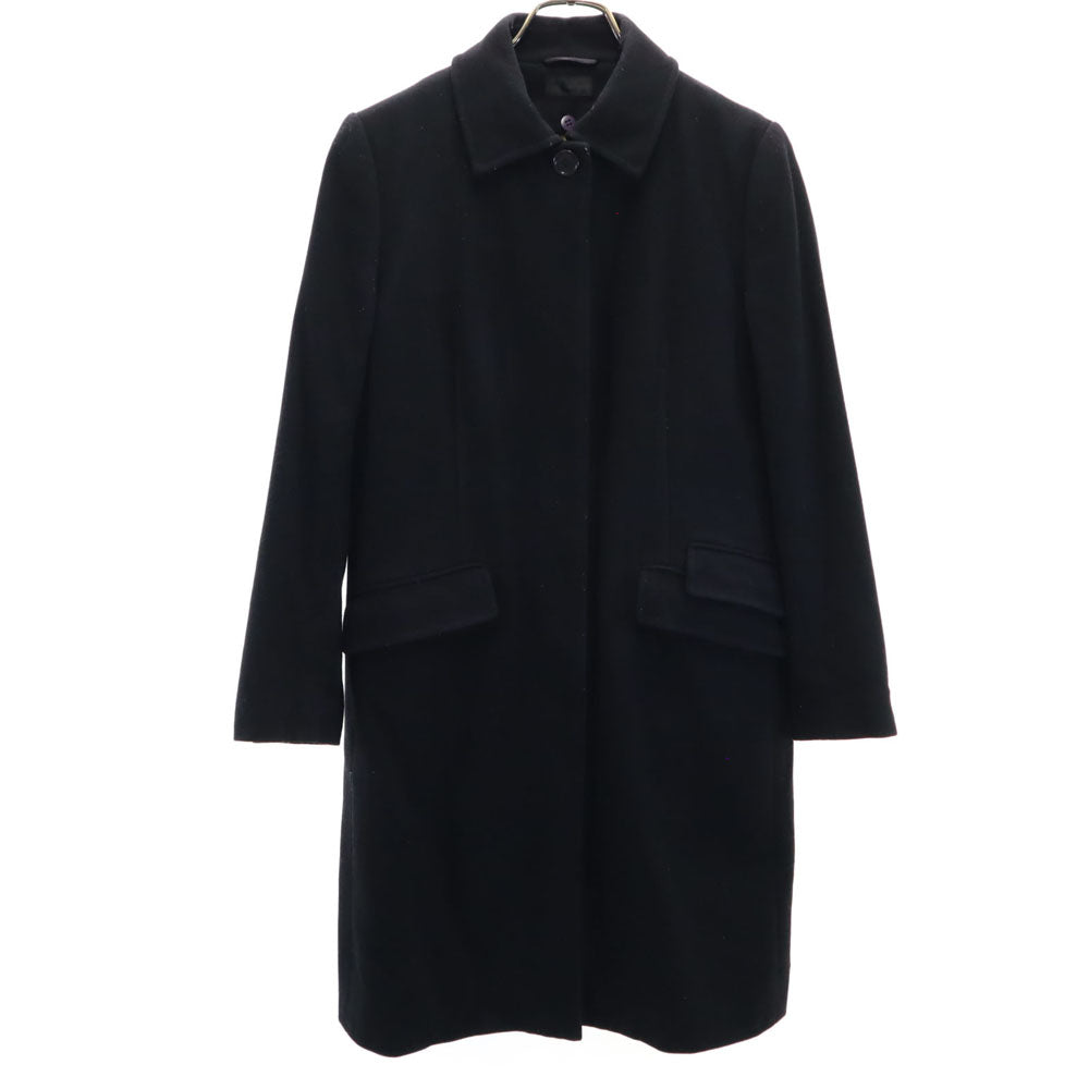 Paul Smith BLACK ポールスミス ブラック フラノウール ステンカラーコート 40 ブラック 中綿ライナー付き レディース