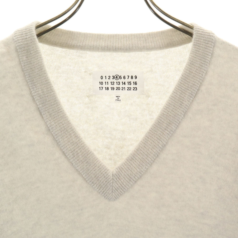 Maison Margiela メゾンマルジェラ イタリア製 長袖 Vネック ニット ワンピース S ライトグレー レディース