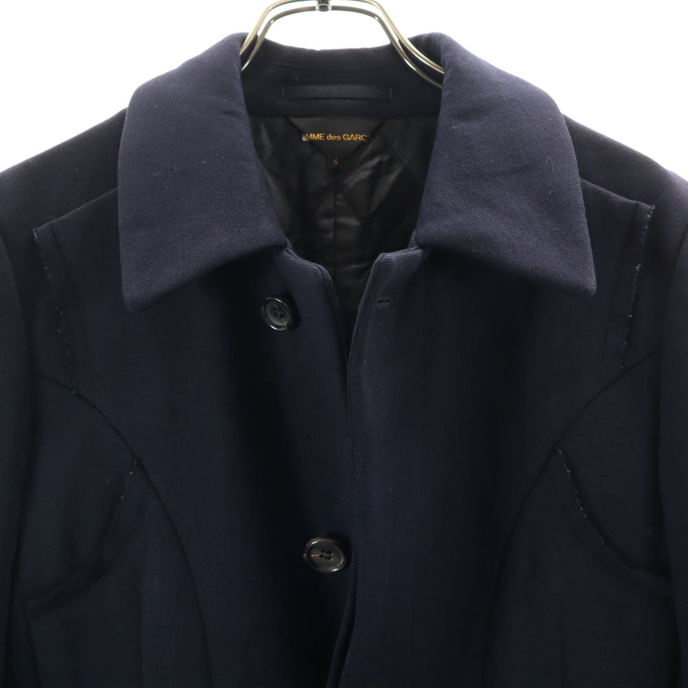 COMME des GARCONS コムデギャルソン 00s 2006年 日本製 GR-C008 カッティングデザイン ステンカラー ロングコート S ネイビー 中綿 比翼 メンズ