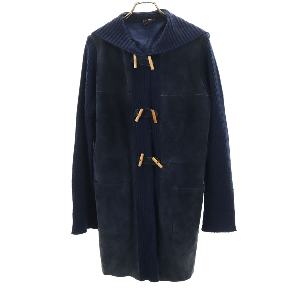 ブロンソン 80s 90s オールド 長袖 スエードレザージャケット L ネイビー系 ニット切替 レディース