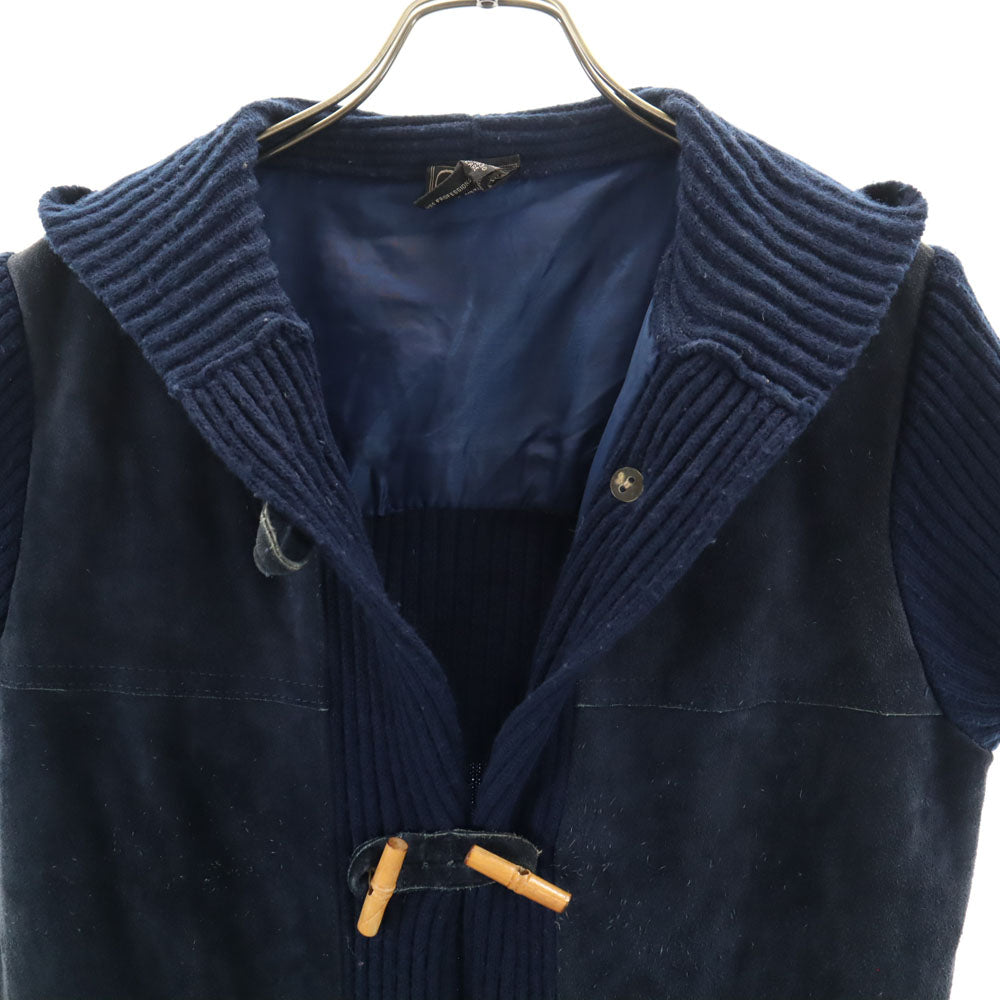 ブロンソン 80s 90s オールド 長袖 スエードレザージャケット L ネイビー系 ニット切替 レディース