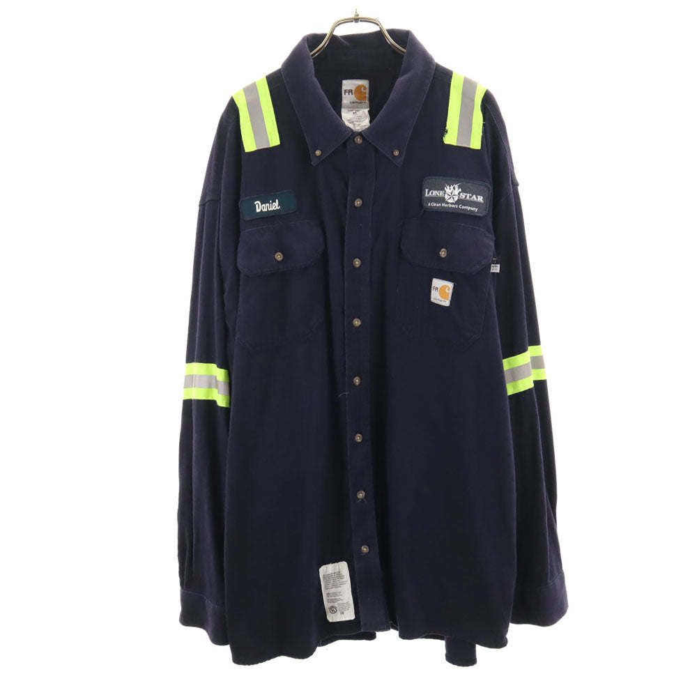 Carhartt カーハート 長袖 ボタンダウンシャツ 3XL ネイビー系 ビッグサイズ メンズ