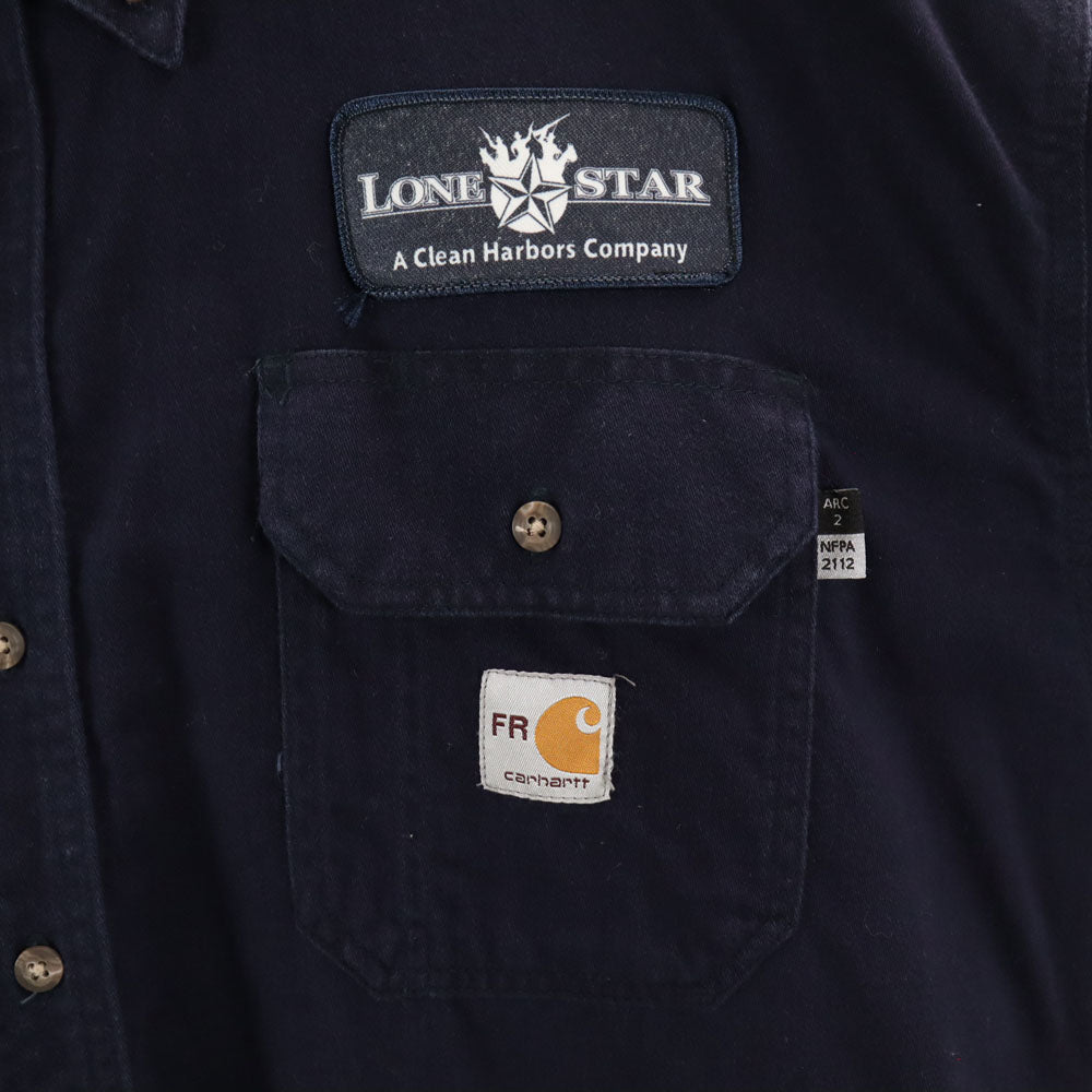 Carhartt カーハート 長袖 ボタンダウンシャツ 3XL ネイビー系 ビッグサイズ メンズ