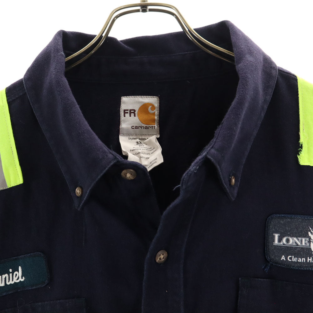 Carhartt カーハート 長袖 ボタンダウンシャツ 3XL ネイビー系 ビッグサイズ メンズ