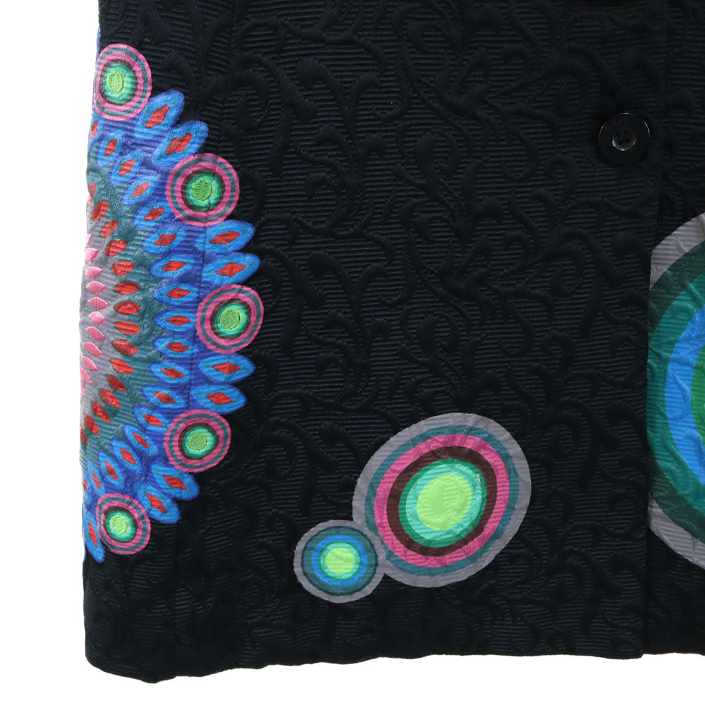 Desigual デジグアル ロングコート 38 ブラック 刺繍 レディース