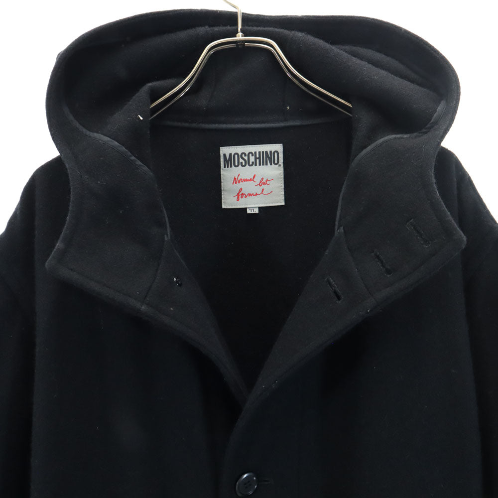 MOSCHINO モスキーノ 日本製 ウールブレンド ロングコート TL ブラック メンズ