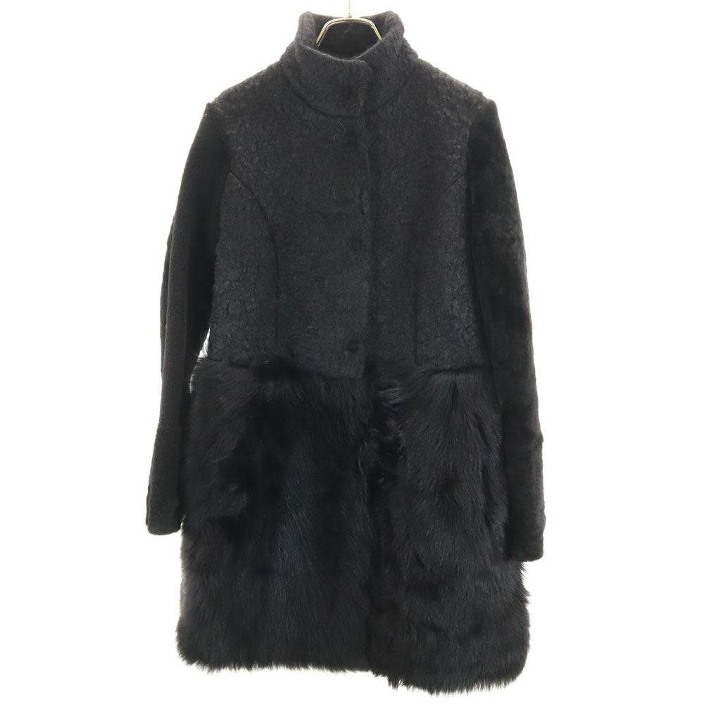 ドローム イタリア製 フェイクファー コート XS ブラック レディース
