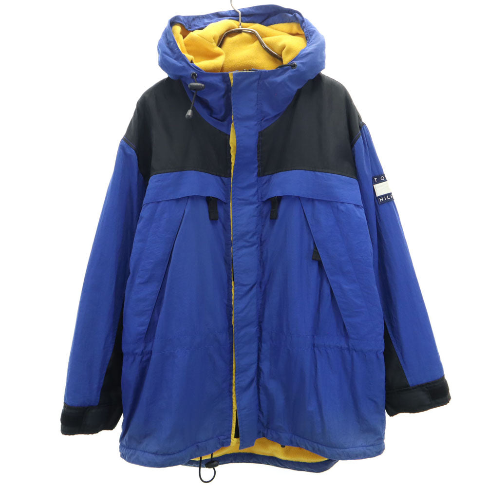 TOMMY HILFIGER トミーヒルフィガー 90s オールド フラッグタグ ナイロンジャケット M ブルー系 裏フリース メンズ