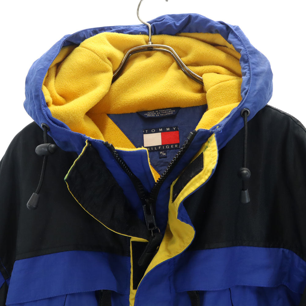 TOMMY HILFIGER トミーヒルフィガー 90s オールド フラッグタグ ナイロンジャケット M ブルー系 裏フリース メンズ