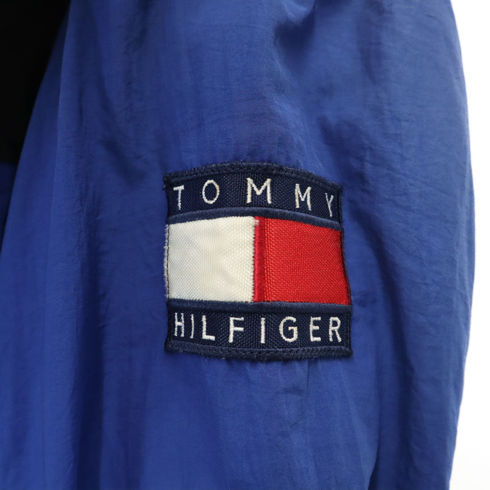 TOMMY HILFIGER トミーヒルフィガー 90s オールド フラッグタグ ナイロンジャケット M ブルー系 裏フリース メンズ