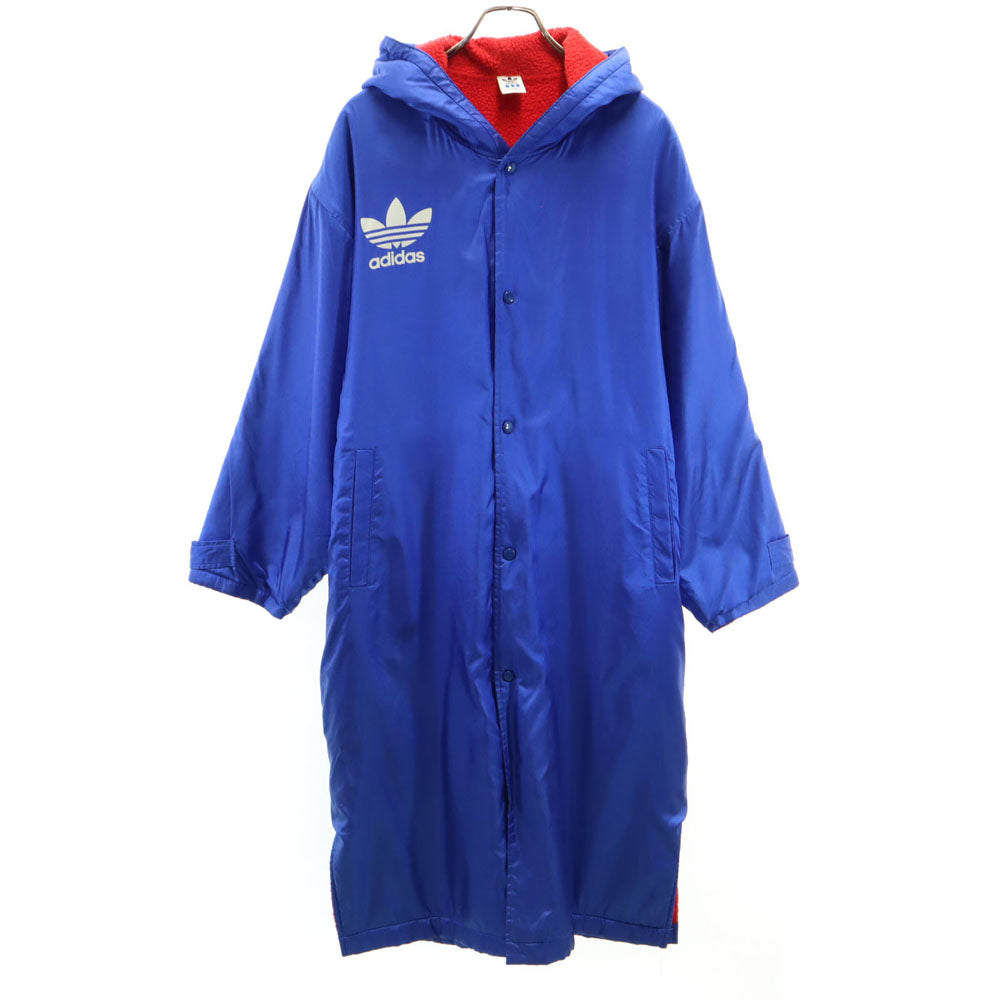 adidas アディダス 80s 90s デサント製 ヴィンテージ バック トレフォイルロゴ ベンチコート M ブルー 裏ボア メンズ